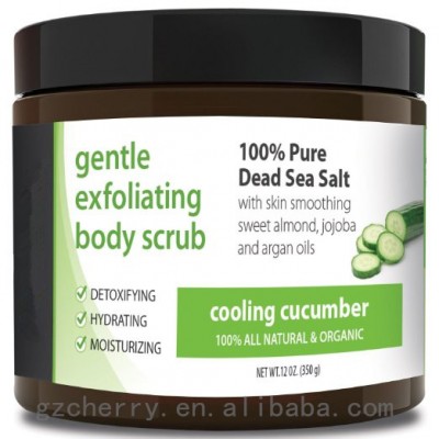 Best Exfoliating COOLING CUCUMBER 100% Pure Dead Sea Salt Body Scrub